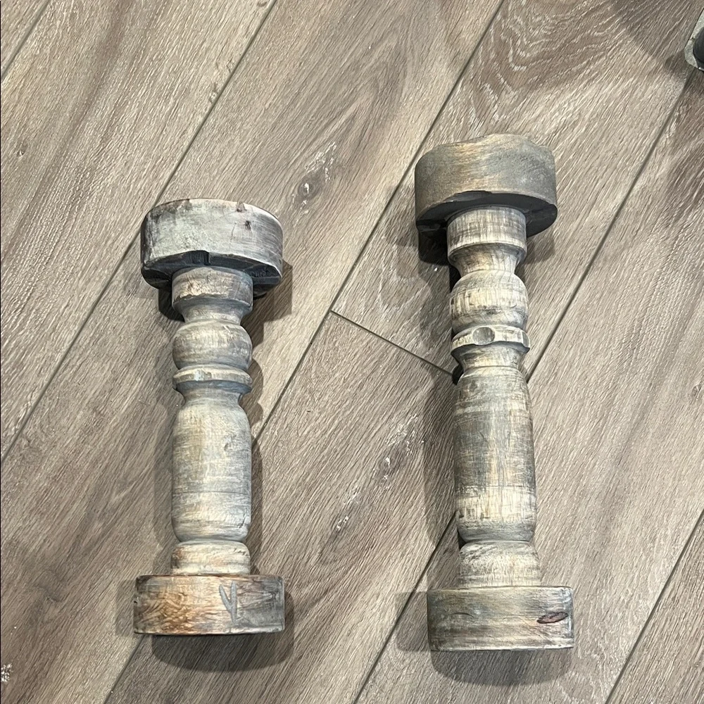 Rustic Wooden Candle Holders - Picture 1 of 8